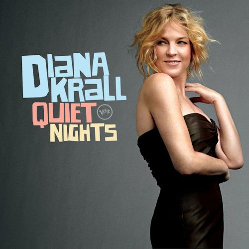 Diana Krall CD 'Quiet Nights' met albumhoes en titel zichtbaar, jazzmuziek van de Canadese zangeres en pianist.