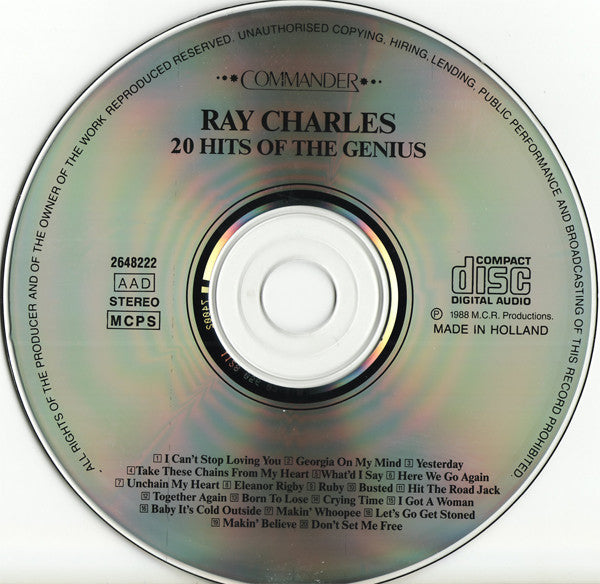 Ray Charles - 20 Hits Of The Genius - Greatest Hits (tweedehands CD)