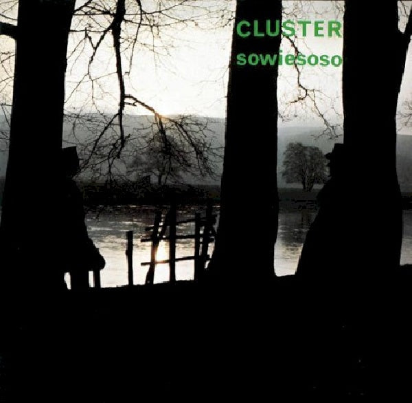 Cluster LP Sowiesoso album, close-up van de vinylplaat met kleurrijk artwork en het bandlogo zichtbaar.