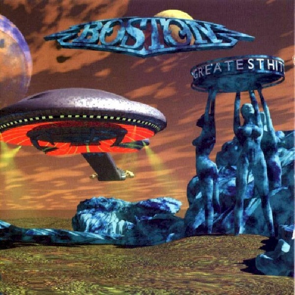 Cd van Boston met Greatest Hits verzameling, 16 tracks, zichtbaar op de albumhoes met bandnaam en titel.