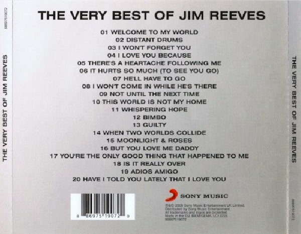 Jim Reeves - Very best of jim reeves (CD) - Velvet Music