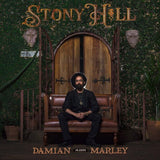 Vinylplaat van Damian Marley met albumtitel Stony Hill, zwart LP met artwork zichtbaar op de hoes.
