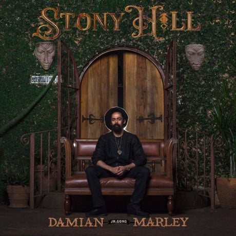 Vinylplaat van Damian Marley met albumtitel Stony Hill, zwart LP met artwork zichtbaar op de hoes.