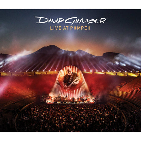 CD van David Gilmour met live-opname bij Pompeii, inclusief twee discs, met afbeelding van de albumhoes.