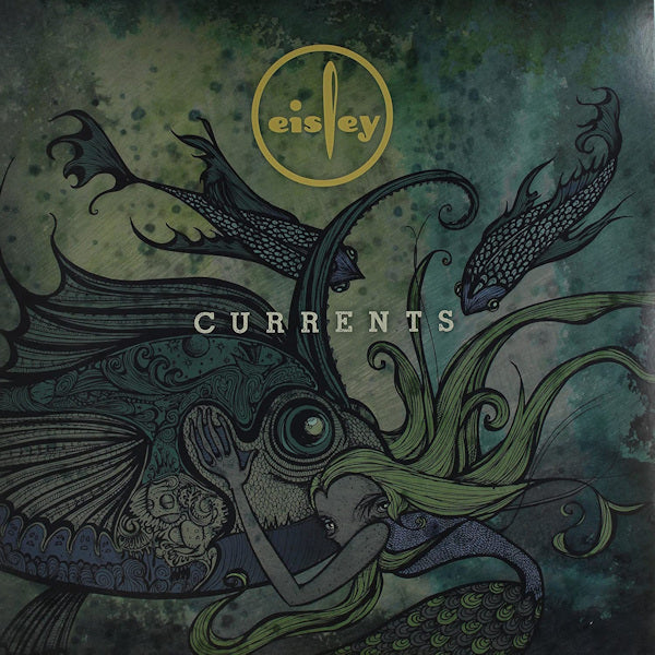 CD van Eisley met albumtitel Currents, zwart en wit ontwerp, liggend op een lichte achtergrond.