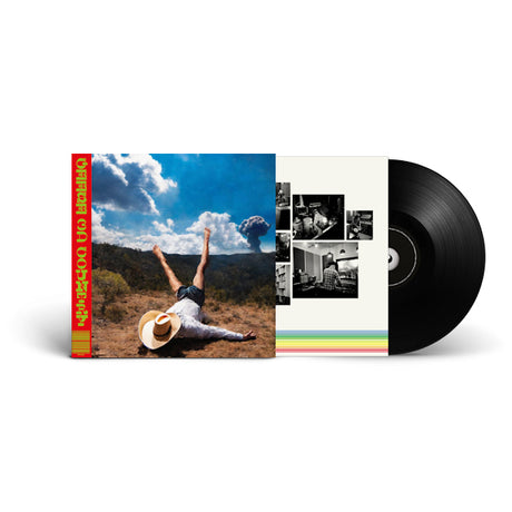 Vinyl LP van Geese met 3D landkaart ontwerp, zwart platenspeler album, zichtbaar van de voorkant.