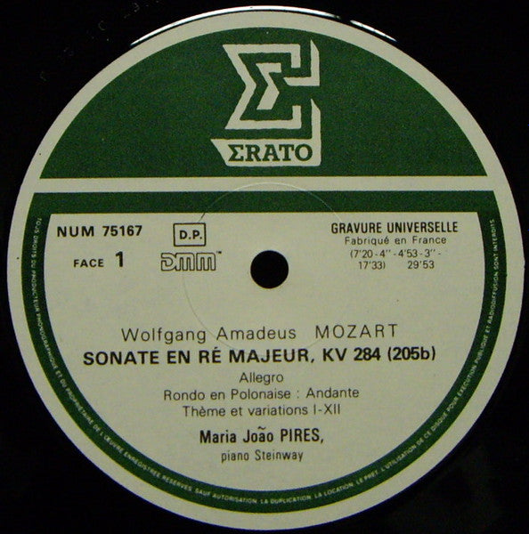 Wolfgang Amadeus Mozart - Maria-João Pires - Sonate KV 284, Fantaisie KV 475, Sonate KV 457 (33T d'occasion)