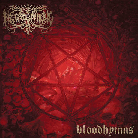 Cd van Necrophobic Bloodhymns met zwart en rood artwork, zichtbaar in de albumhoes voor black metal fans.