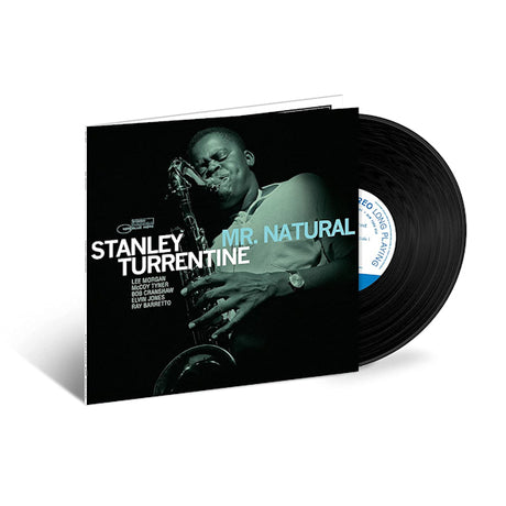 Stanley Turrentine LP album "Mr. Natural" met albumhoes, vinylplaat met zwart en wit artwork, jazzmuziek, Stanley Turrentine.
