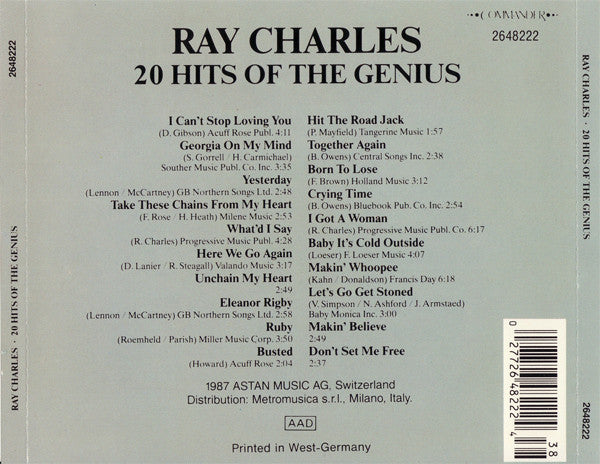 Ray Charles - 20 Hits Of The Genius - Greatest Hits (tweedehands CD)